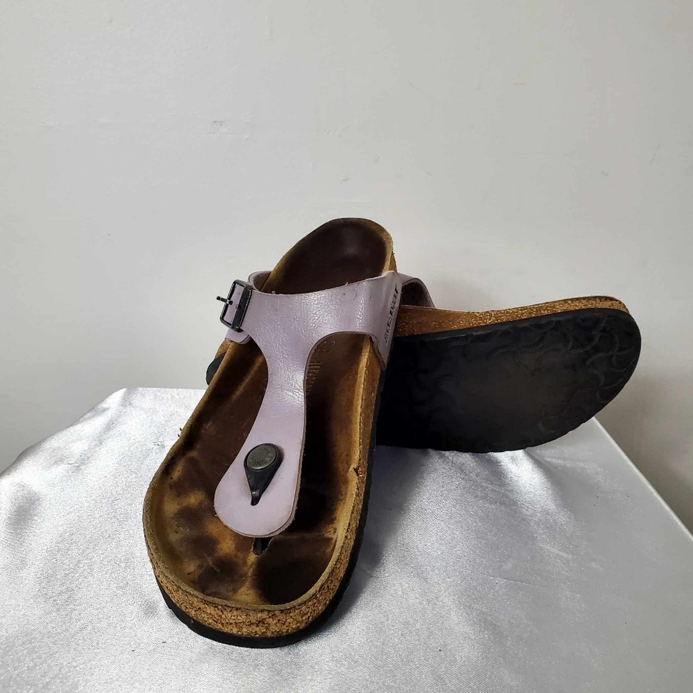 🌺🌺Birkenstock Gizeh Nubuck Leather lavender Cork Sandals Sz37